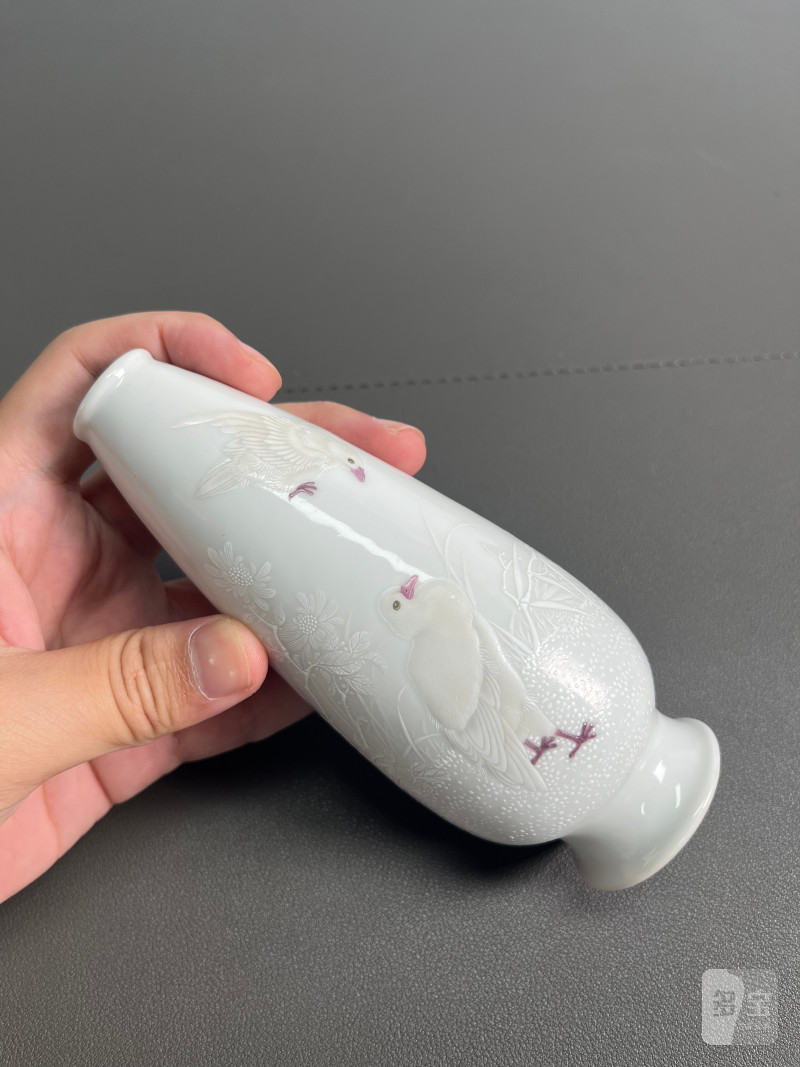 民国  白鸽纹香筒 - 图8